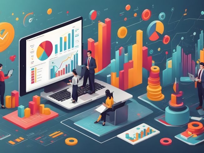 financial analytic business infographic elements screen laptop 1
