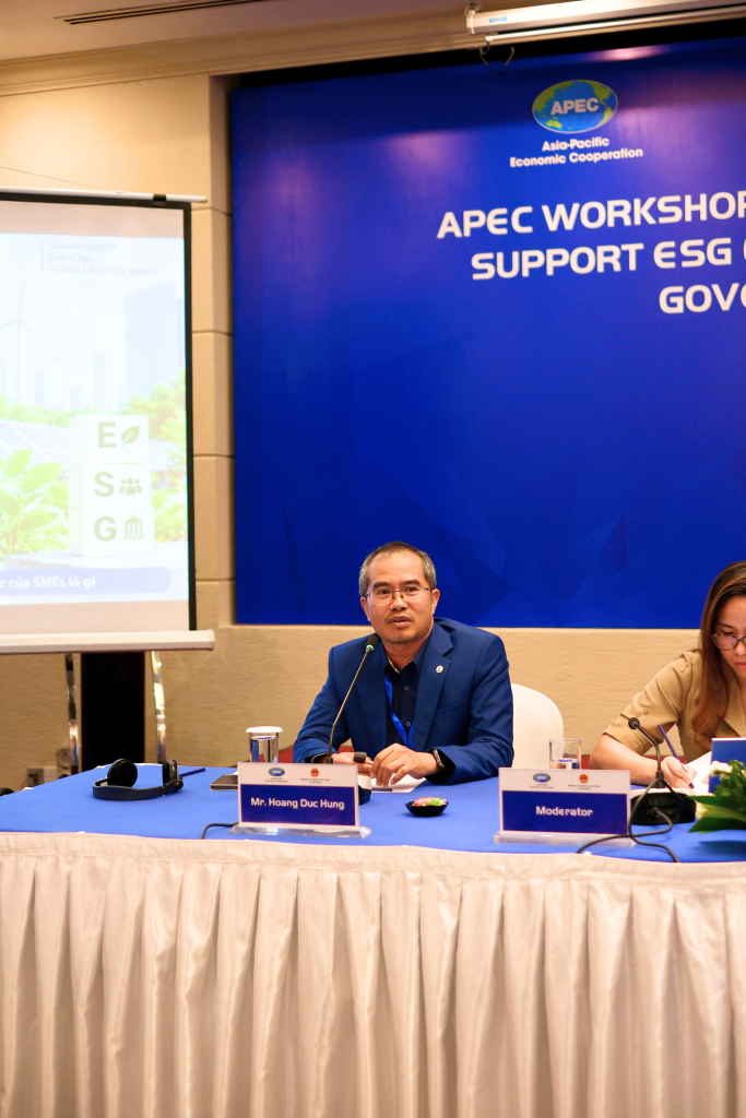 Mr. Hoang Duc Hung – Chairman of CGS Vietnam – sharing his perspectives at the APEC Workshop on supporting SMEs in ESG adoption and access to sustainable finance.
